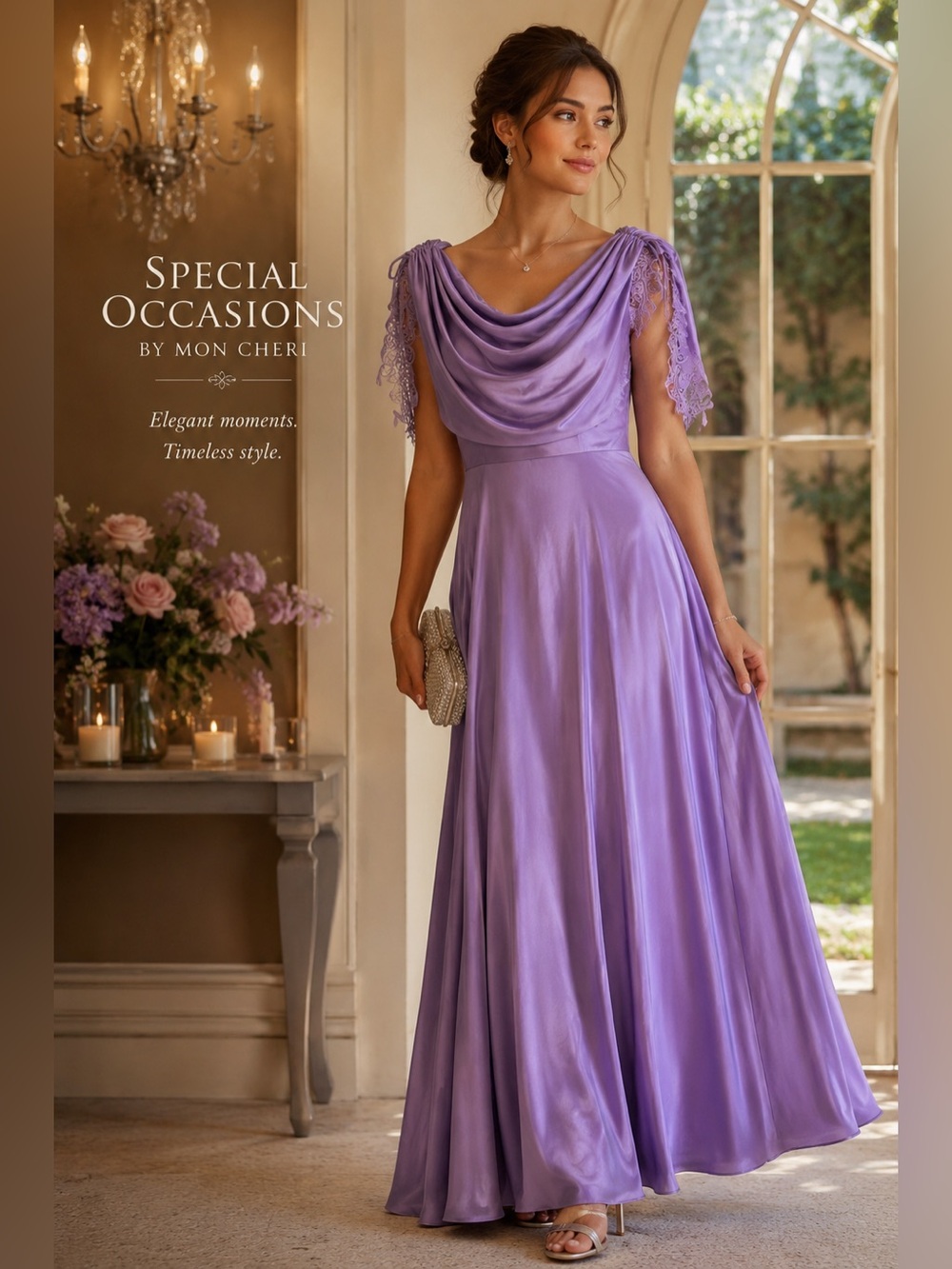 Vintage Lavender Grecian Evening Gown ILGWU Union Made Romantic Maxi Dress